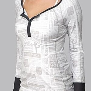 Lululemon Manifesto White and Gray Long Sleeve Top